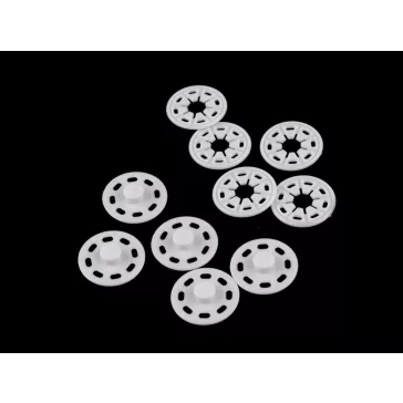  Felvarrható műanyag patent / összenyomható gomb Ø25 mm - 3 fehér (30 pr)