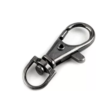   Fém forgós karabíner 10 mm-es befűző - 2 nikkel fekete (4 db-os csomagolás)