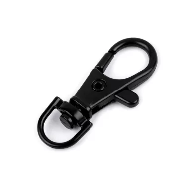   Fém forgós karabíner 10 mm-es befűző - 6 fekete lakk (200 db-os csomagolás)