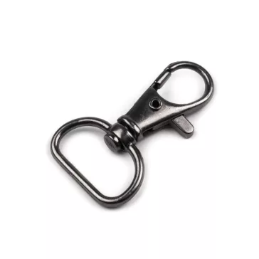   Fém forgós karabíner 18 mm-es befűző - 3 nikkel fekete (5 db-os csomagolás)