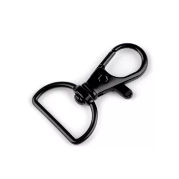   Fém forgós karabíner 18 mm-es befűző - 6 fekete (20 db-os csomagolás)
