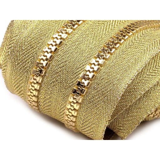 Csont cipzár No 5 folyóméter arany és ezüst