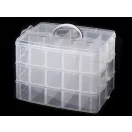 Műanyag rekeszes doboz 18x24x16 cm emeletes, fogantyús - Transparent (1 db-os csomagolás) Műanyag rekeszes doboz 18x24x16 cm emeletes, fogantyús - Transparent (1 db-os csomagolás)