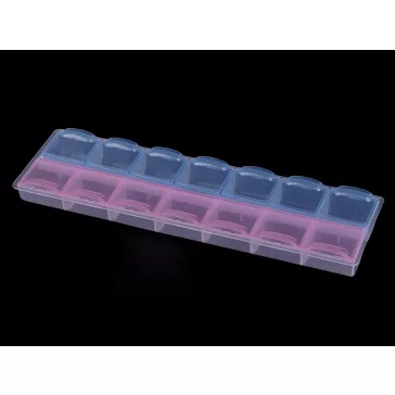   Műanyag rekeszes doboz / tároló 6x21,5x2 cm - jégkék rózsaszín (3 db-os csomagolás)