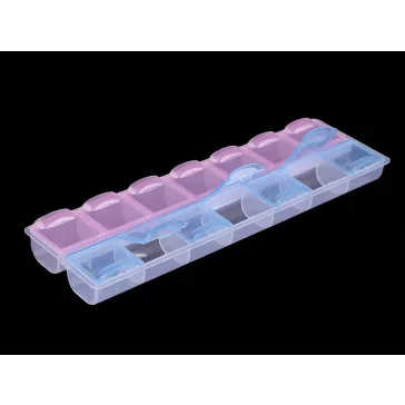   Műanyag rekeszes doboz / tároló 6x21,5x2 cm - jégkék rózsaszín (1 db-os csomagolás)