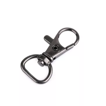   Fém forgós karabíner 12 mm-es befűző - 3 nikkel fekete (20 db-os csomagolás)