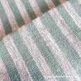   Heavyweight, natural beige-mint striped linen fabric 50 cm wide
