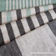   Heavyweight, natural beige-mint striped linen fabric 50 cm wide