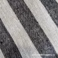 Natural beige-black striped 50cm wide linen fabric