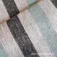 Heavyweight linen fabric beige-black-mint striped, 50 cm