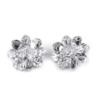 Gomb / dísz, menyasszonyi ruhadísz csiszolt virág alkalmi