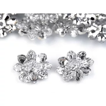   Gomb / menyasszonyi ruhadísz csiszolt virág alkalmi 15,2 mm - 24" crystal (500 db-os csomagolás)