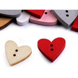 Fa dekor gomb szívecske