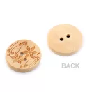 Virág mintás fagomb mérete 32" (20,32 mm) - 2 természeti (200 db-os csomagolás)