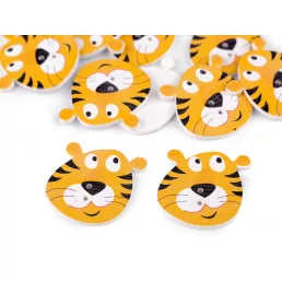 Fa dekor gomb állatkák - kutya, süni, tigris