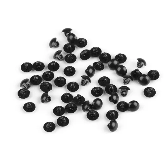 Gomb / szem mérete 7 mm pitykegomb - 2 fekete (50 db-os csomagolás) Gomb / szem mérete 7 mm pitykegomb - 2 fekete (50 db-os csomagolás)