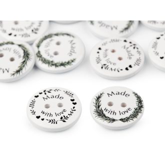 Fa dekor gomb Made with love