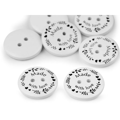 Fa dekor gomb Made with love