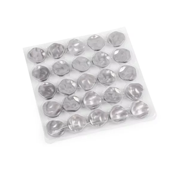 Fém gomb nyomott megjelenés, mérete 26 mm-es - 1 söt nikkel (5 db-os csomagolás) Fém gomb nyomott megjelenés, mérete 26 mm-es - 1 söt nikkel (5 db-os csomagolás)