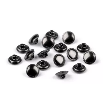   Fém gomb 12,7 mm-es pitykegomb - 2 nikkel fekete (200 db-os csomagolás)