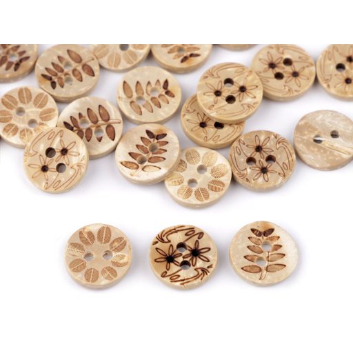 Kókusz gomb mintás növények 12,7 mm 20"