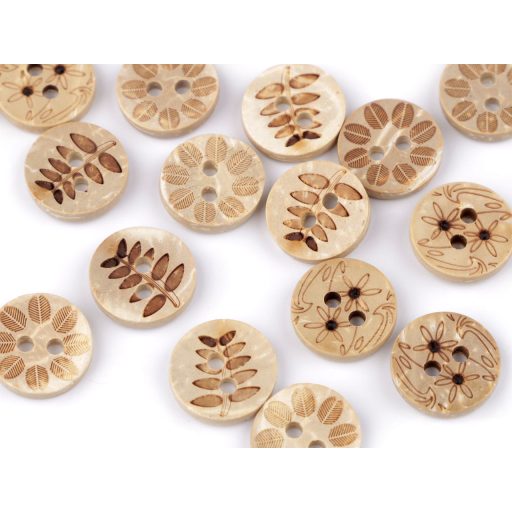 Kókusz gomb mintás növények 12,7 mm 20"