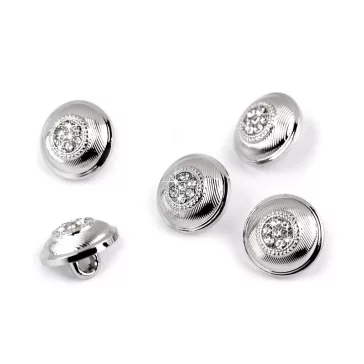   Fém ruha gomb kövekkel 16" 10,7 mm - nikkel kristály (50 db-os csomagolás)
