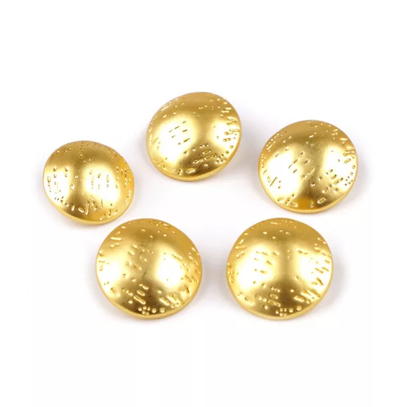 Fém gomb mérete 14,7; 19,6 és 24,6 mm-es - 6 (38") sárga arany (20 db-os csomagolás) Fém gomb mérete 14,7; 19,6 és 24,6 mm-es - 6 (38") sárga arany (20 db-os csomagolás)