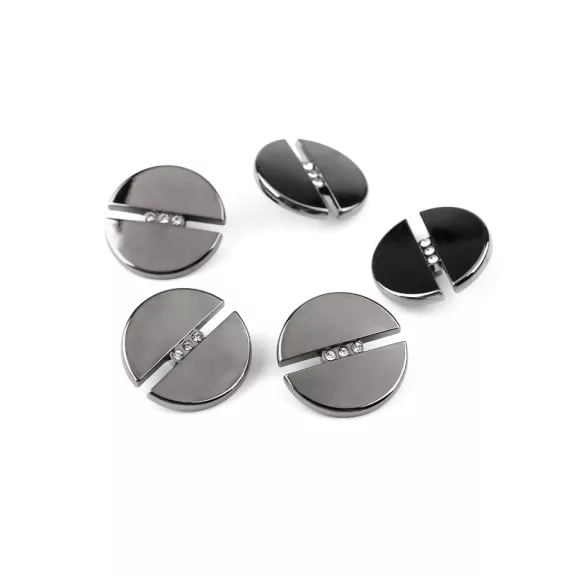 Fém gomb csiszolt kövekkel mérete 17,9; és 24,6 mm-es - 2 (38") nikkel fekete (20 db-os csomagolás) Fém gomb csiszolt kövekkel mérete 17,9; és 24,6 mm-es - 2 (38") nikkel fekete (20 db-os csomagolás)
