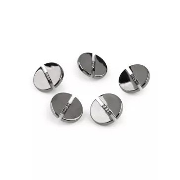   Fém gomb csiszolt kövekkel mérete 17,9; és 24,6 mm-es - 2 (38") nikkel fekete (60 db-os csomagolás)