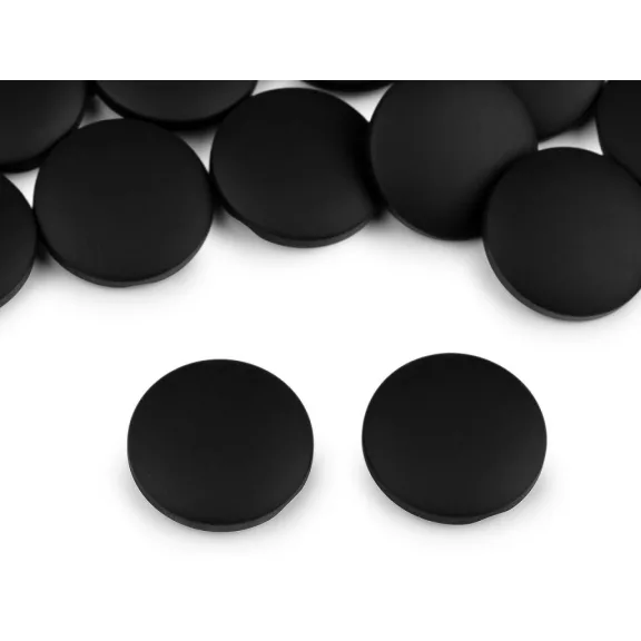 Kabát gomb, zakógomb - bársony hatású 21,8, 25,4 és 30,4 mm - 18 (48") fekete (100 db-os csomagolás) Kabát gomb, zakógomb - bársony hatású 21,8, 25,4 és 30,4 mm - 18 (48") fekete (100 db-os csomagolás)