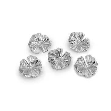   Dizájnos fém gomb – levél mintás, méret 30, 34 mm-es - 1 (48") nikkel (50 db-os csomagolás)
