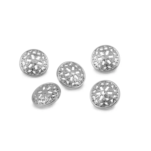 Filigrán fém gomb mérete ø 22,5 és 25 mm - 1 (34") nikkel (50 db-os csomagolás) Filigrán fém gomb mérete ø 22,5 és 25 mm - 1 (34") nikkel (50 db-os csomagolás)