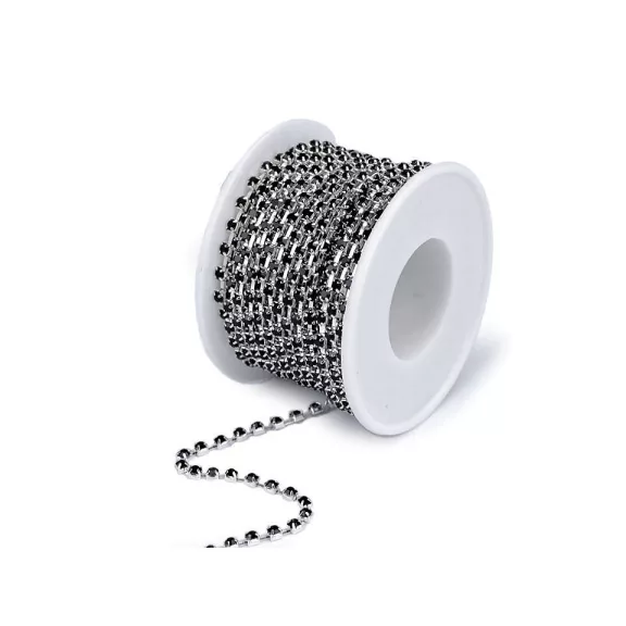 Kristály strasszlánc szélessége 2,9 mm - 5 jet ezüst (9 m-es csomagolás) Kristály strasszlánc szélessége 2,9 mm - 5 jet ezüst (9 m-es csomagolás)