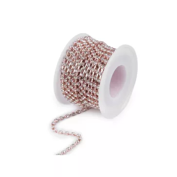   Kristály strasszlánc szélessége 2,9 mm - 17 crystal aranyos rózsaszín (90 m-os csomagolás)