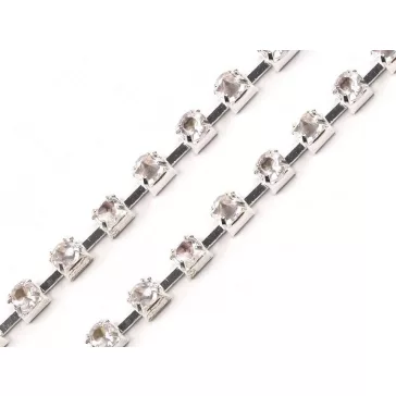  Kristály strasszlánc szélessége 2,9 mm - 2 crystal ezüst (90 m-os csomagolás)