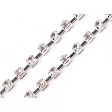   Kristály strasszlánc szélessége 2,9 mm - 2 crystal ezüst (9 m-es csomagolás)