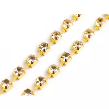   Kristály strasszlánc szélessége 2,9 mm - 1 crystal arany (9 m-es csomagolás)