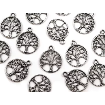 Medál életfa Ø20mm - platina (100 db-os csomagolás)