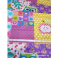 Multicoloured patchwork cotton percale-fine cotton fabric
