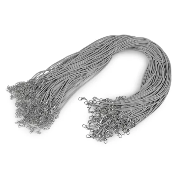 Fonott zsinór alap delfinkapoccsal hossza 45 cm - 7 vil szürkéskék (10 db-os csomagolás) Fonott zsinór alap delfinkapoccsal hossza 45 cm - 7 vil szürkéskék (10 db-os csomagolás)