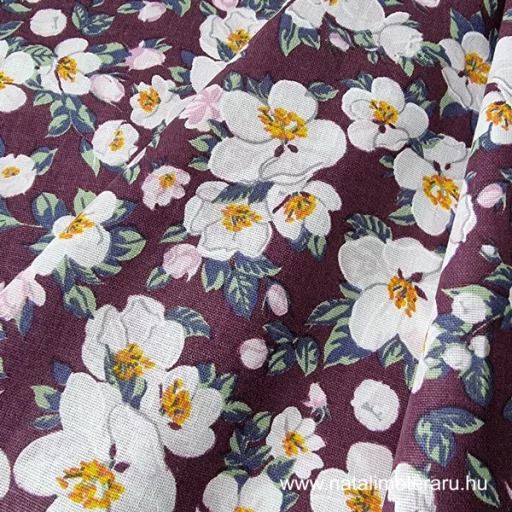 Fehér apró virágos pamutvászon