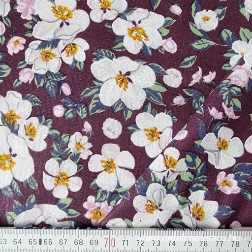 Fehér apró virágos pamutvászon