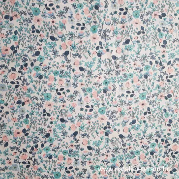   Small floral-patterned cotton percale / fine cotton fabric in pastel colours