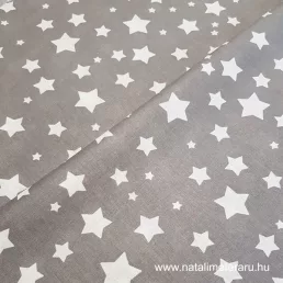 Szürke, fehér csillagos pamut perkál-finom pamutvászon