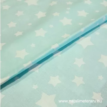 Mint on a background white star cotton percale