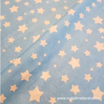 White star light blue on a background cotton percale