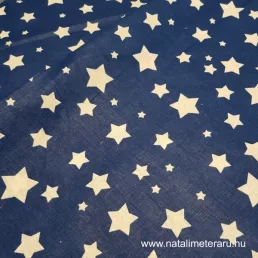 Fehér csillag királykék alapon pamut vászon
