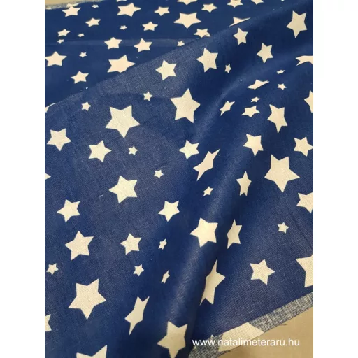Fehér csillag királykék alapon pamut vászon