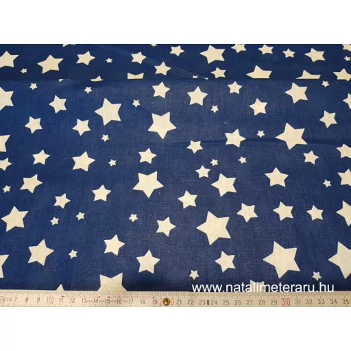 Fehér csillag királykék alapon pamut vászon